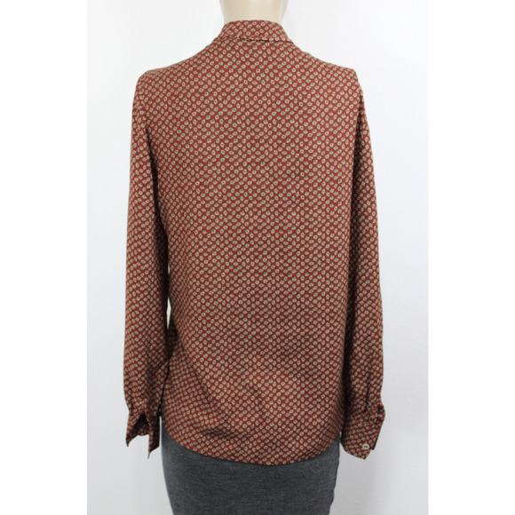 Vintage Jupe International Shirt Women's 10 Floral Boho 70s Buttons Tie - Picture 4 of 10